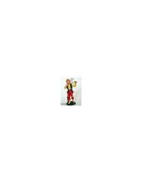 Pastore con pecora in spalla - 10 cm pastello
