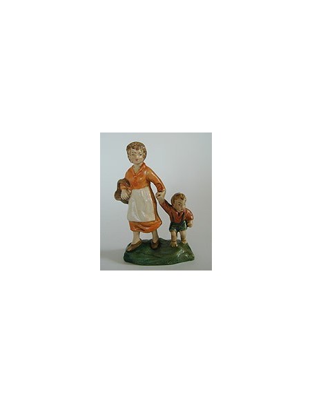 Donna e bambino cartapesta cm 14